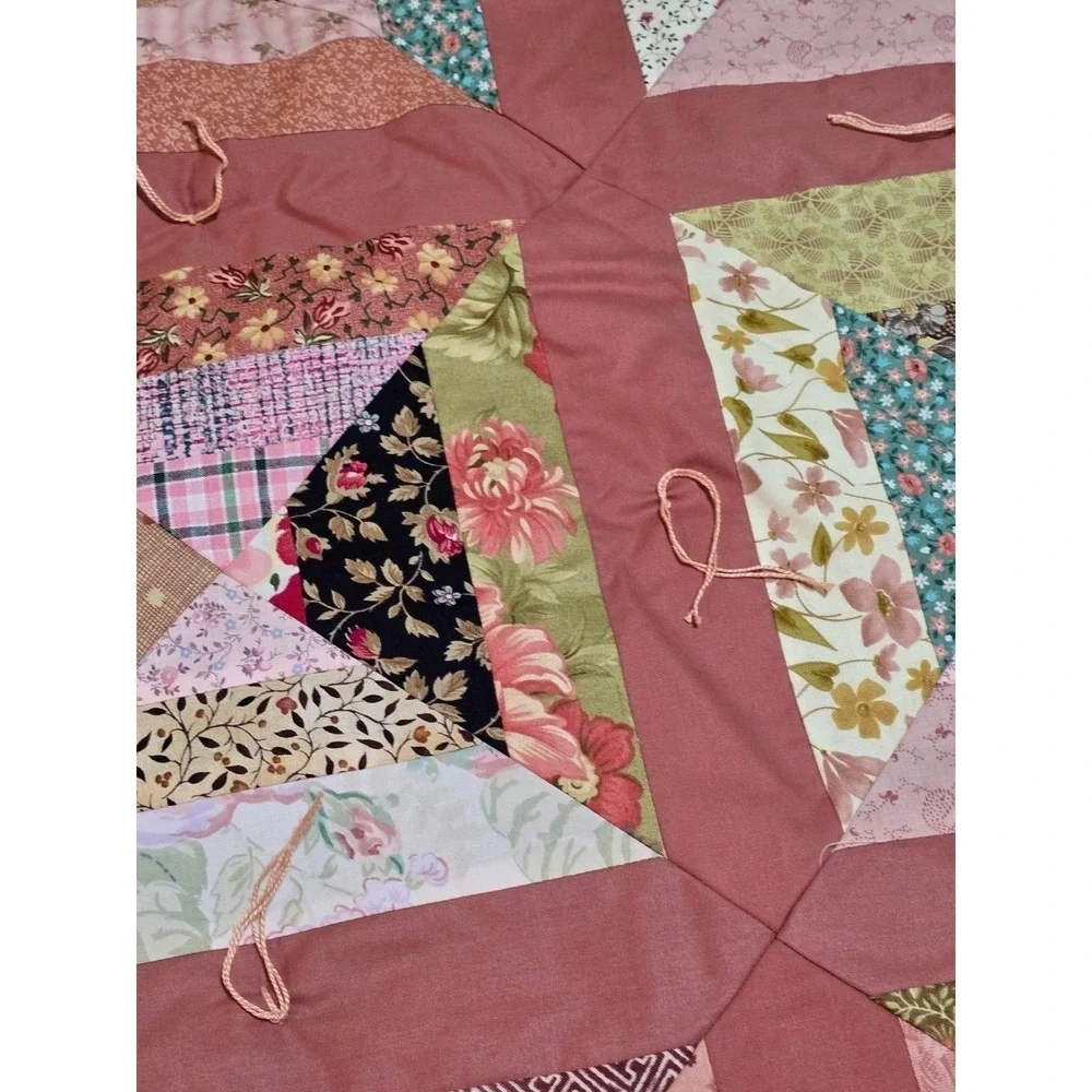 New Fresh Handmade Patchwork Quilt Pink Floral‎ Boho Body Throw Blanket /0189